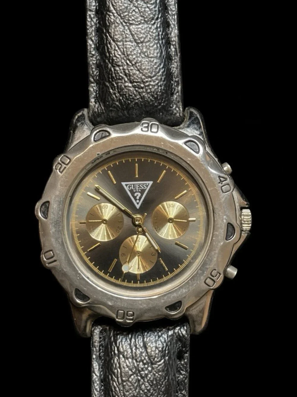 Vintage Guess Chronograph Men’s Watch Gold 1994 Japan Movt Needs New Strap